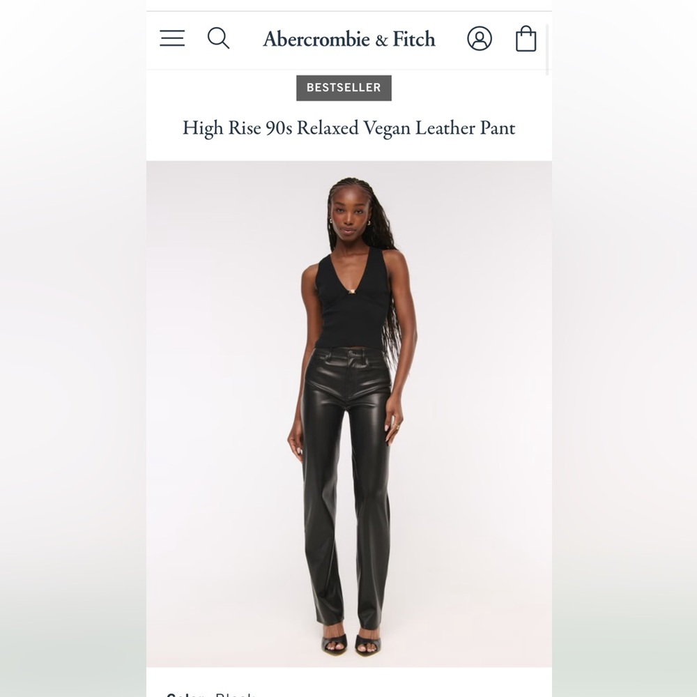 Abercrombie High Rise relaxed fit vegan leather pants